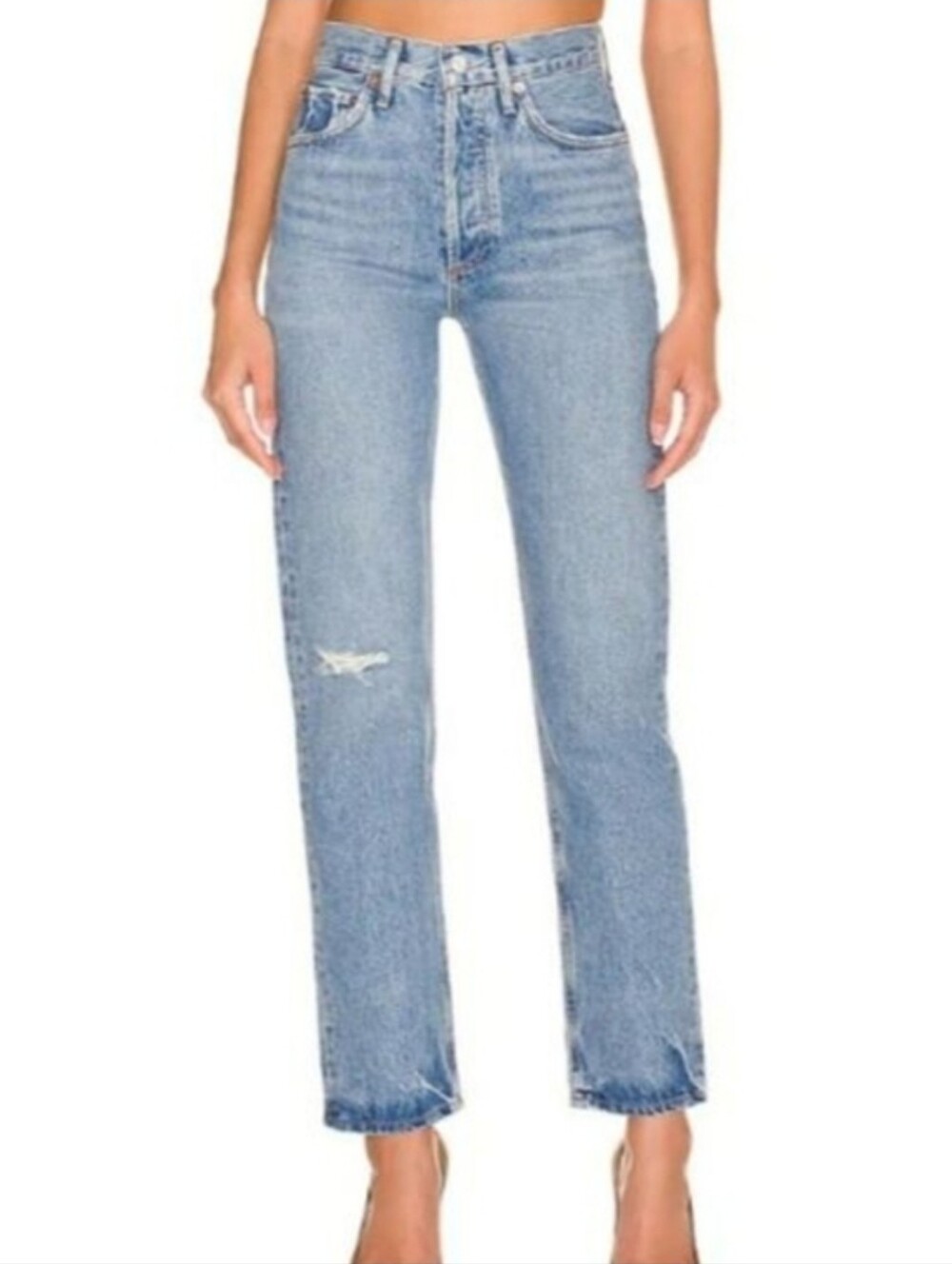 AGOLDE 90s Pinch Waist High Rise Straight Jeans Light Wash Size 23 EUC